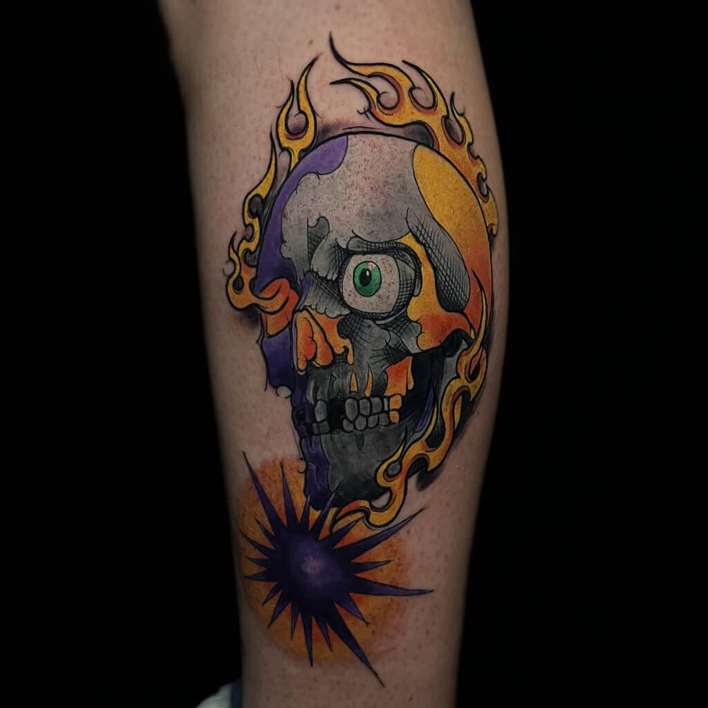 tatuaggio colori teschio